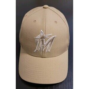 Miami Marlins MLB Hat Clean Up Adjustable Cap Khaki Tan White 47 Brand Baseball